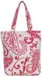 Cotton Canvas Pink and White Paisley Book Bag with Cloth Handles 15"Lx15"H Set/2