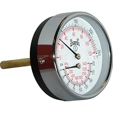 Winters TTD Series Steel Dual Scale Tridicator Thermometer with 2" Stem, 0-200psi/kpa, 3" Dial Display, ±3-2-3% Accuracy, 1/2" NPT Back Mount, 30 Degrees F to 250 Degrees F