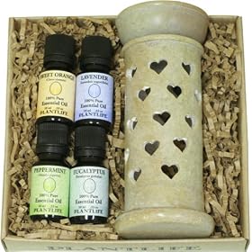51Cl6 pir0L. SL500 AA280  Diffuser (Oil Burner) & 100% Pure Essential Oil Gift Set