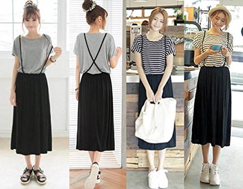 (ケイグラッソ) ボーダー 切替 ドッキング ワンピース サスペンダー 風 ワンピ ロング マキシ 丈 半袖 【全4種】 マタニティ 体型カバー