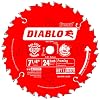 Freud D0724A Diablo 7-1/4-Inch 24 Tooth ATB Framing Saw Blade with 5/8-Inch and Diamond Knockout Arbor, 10 Pack