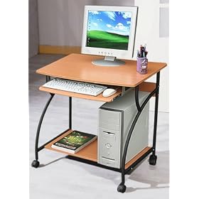 Computer Desk on Wheels, Cherry Finish w CPU stand by