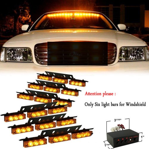Nilight® Amber 54 X Ultra Bright LED Emergency Warning Use Flashing Strobe Lights Bar for Windshield