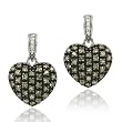 Sterling Silver .72ct TDW Champagne & White Diamond Heart Dangle Earrings
