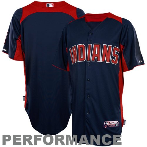 MLB Cleveland Indians Adult Short Sleeve Authentic Button Front Batting Practice (Pending, Large)