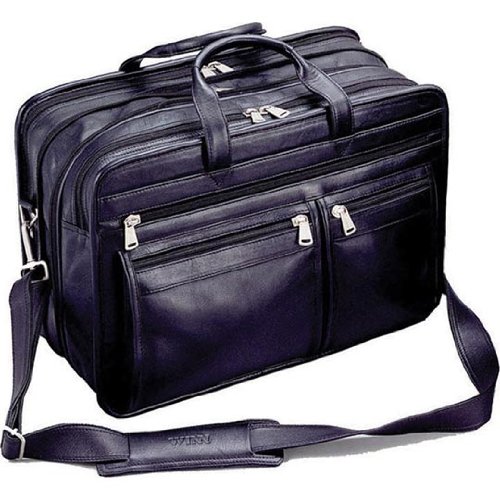 Winn International The Gladstone Leather Expandable Briefcase in Black
