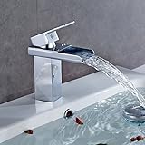 Auralum 水栓 洗面用 シングルレバー 混合水栓　取り付けホース付き 手洗いボウル用 洗面台用　滝の形で出水　節約 水道 取替