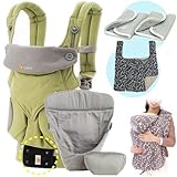 エルゴベビー 抱っこ紐 (ベルト付） 360スリーシックスティ/グリーン・インサート3III+防寒セット 【正規品2年間保証-SG認定】 +防寒ケープ＆よだれパッド