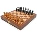 Inlaid Walnut Style Wood Cabinet with Staunton Wood Chessmen Brown
