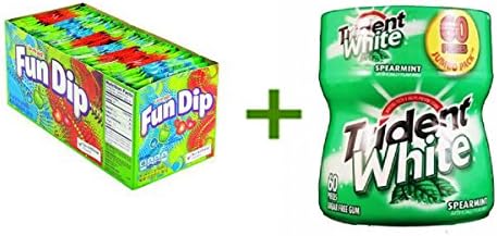 FUN DIP APPLE/CHERRY POUCHES 48/0.43.Oz, (4 PACK), TRIDENT WHITE GUM SPEARMINT - Bottle 1/60pcs