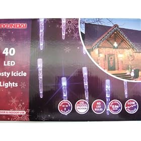 Christmas 40 Bulb LED Frosty Icicle Lights (Blue and White)
