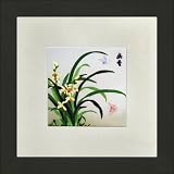 Susho, King Silk Art Handmade Silk Embroidery - Pair of Butterflies in Narcissus - White Mat Framed Regular Size 16002WF