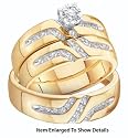 Stunning Yellow Gold 1/4 ct Diamond Trio Set For Him and Her