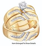 Stunning Yellow Gold 1/4 ct Diamond Trio Set For Him and Her