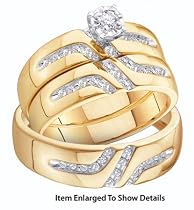 Stunning Yellow Gold 1/4 ct Diamond Trio Set For Him and Her