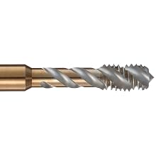 Dormer MTT-X E007/MTT-X E017 Powdered Metal Spiral Flute Threading Tap, Gold Oxide Finish, Round Shank With Square End, Modified Bottoming Chamfer
