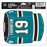 Joe Thornton - San Jose Sharks Jersey 5x6 Cling Decal
