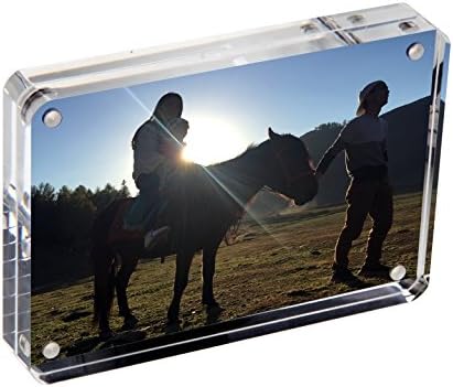 NIUBEE Clear Mirrored Modern Magnetic Acrylic Picture Frame 8x12" with Gift Box Package, Ornate Frameless Desktop Photograph Card Display