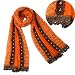 Acrylic & Wool Fashion Embroidered Flowers and Rivets Sequins Knitted Long Scarf Shawl - Orange