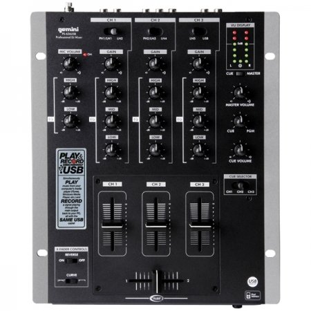 Gemini PS-626USB Professional 3 Channel Stereo Mixer with USB