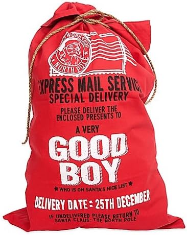 "Good Boy" Santa Canvas Gift Bag in Red XXL