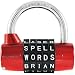 Wordlock PL-002-RD 5-Dial Padlock, Red