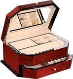 One Drawer Teakwood Jewelry Box w Tapered Corners