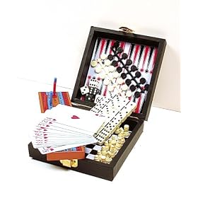 COMBINATION TRAVEL SET-Backgammon, Chess, Checker, Cribbage, Dominos and Playing Cards by Pachi Paradice