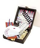 COMBINATION TRAVEL SET-Backgammon, Chess, Checker, Cribbage, Dominos and Playing Cards