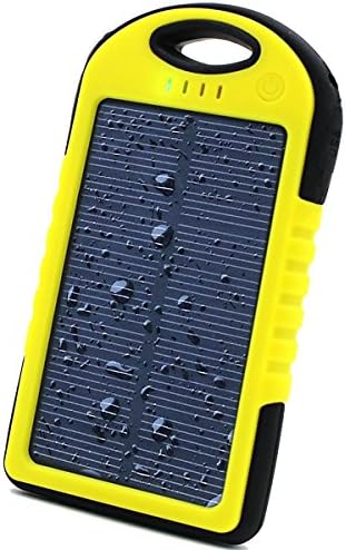 Docrooup Solar Charger - Portable Dual USB Output Solar Panel 5000mAh Waterproof/ Shockproof/ Dustproof Backup Power Bank for iPhone 6/ 6 Plus/ 5/ 5s/ 5c, Windows and Android Phones (Yellow)
