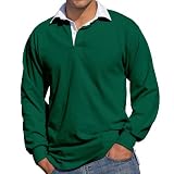 Front Row Long Sleeve Rugby Shirt, Bottle Green, L