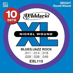 D'Addario EXL115-10P Nickel Blues/Jazz Electric Guitar Strings, 10 sets