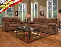 Big Sale Roundhill Furniture Aruba Microfiber Living Room Sofa and Loveseat Set, Chocolate