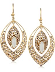 Lauren Harper Collection Over the Moon 18k Gold, Mother-Of-Pearl and Rose Cut Diamond Marquis Earrings