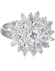 Sterling Silver Simulated Diamond Floral Ring, Size 7