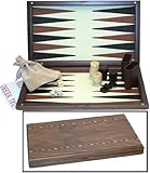 IMAGE OF Dal Negro Walnut Backgammon Set with Deluxe Faux Leather Lining