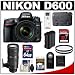Nikon D600 Digital SLR Camera with 28-300mm VR AF-S Zoom Lens, Shoulder Bag & 32GB Card + 70-200mm VR II Lens + 64GB Card + Battery + Filters + Remote + Accessory Kit
