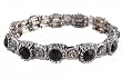 Bracelet - B291 - Swarovski (tm) Crystal Stones - Round "Crown" Style - Stretch ~ Jet and Black Diamond (Black and Gray)