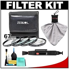 Zeikos 4-Piece +1 +2 +4 +10 Close-Up Macro Filter Set (67mm) + Lenspen + Spudz Microfiber Cleaning Cloth + Cleaning Kit for Canon, Nikon, Olympus, Pentax & Sony Digital SLR Cameras