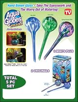 Aqua Globes Glass Plant Watering Bulbs 2 Original and 3 Mini's (5 Pack)