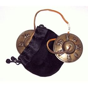 Tingsha (Tibetan Meditation Chimes) with Embossed Mantra including pouch
