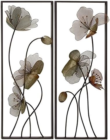 Three Dimensional Flowers Wall Sculpture - Set of 2
