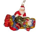 Polonaise Filling Dreams In Flight Santa Glass Christmas Ornament #AP0303