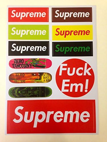Supreme 14pcs A4 Size Vinyl Sticker (Ss1) Skateboard Car Window Bumper Decal