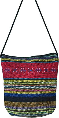 Small Multicolor Asian Thai Style Hippie Boho Hand Made Cotton Fabric Woven Lanna Pattern Sling Shoulder Tote Cross Body Bag From Chiangmai Thailand ...