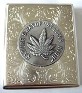 Pewter Tone Cigarette Case W 3d Pewter Flower Design
