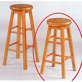 2 Oak Finish Wooden Bar Stools 24 Inch Stools Swivel by Coaster