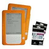 Orange Color (2 Packs) Amazon Kindle 2 E-Book Reader Silicone Rubber Skin Case + 2 Packs Kindle2 Anti Scratch LCD Screen Protectors