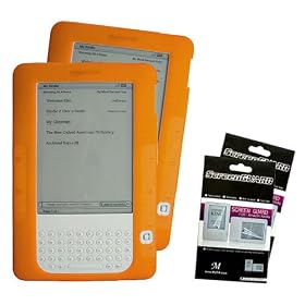 Orange Color (3 Packs) Amazon Kindle 2 E-Book Reader Silicone Rubber Skin Case + 3 Packs FREE Kindle2 Anti Scratch LCD Screen Protectors