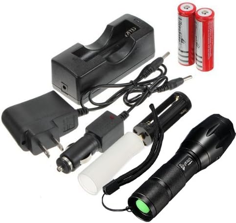 UltraFire CREE XML T6 LED Flashlight 5 Mode Zoomable Torch + 18650 Charger + 2*18650 Battery + Car Charger + AC Charger